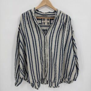 Free People Blue and White Striped Blouse